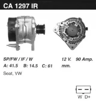 CA1297 Генератор Volkswagen Polo 3 Арт 150595479_8, вид 1