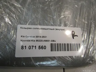 85220A9051GBU Hyundai-Kia Козырек солнцезащитный (внутри) Kia Carnival 3 Арт E81071560, вид 10