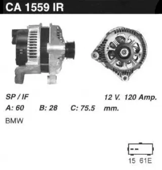 12312247389,12312247405,986044841,112462,CAL15266GS,DRA3809,CA1559IR,ALV1559DD,ALV1559LK,ALV1559UX,ALV1559YX,ALV7559BA,ALV7559UX,YLE000261,YLE102500L,LRA01955,ALV1559RB,GNU2562,YLE000260E,YLE102500,2542797,437116,439235,439301,A14VI26,A14VI28,SG12B080,1-3448-25W,22955N,301N20953Z Генератор BMW 5 E61 Арт CA1559BY-4