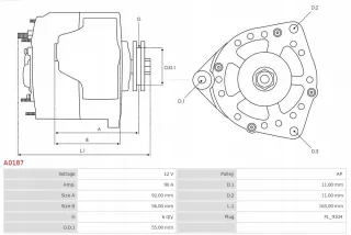 A0187 Генератор Mercedes SLK r171 Арт AL15151443314, вид 5