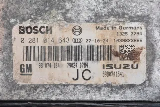 0281014643 98074154 Блок управления двигателем Opel Astra H Арт e6476912, вид 2