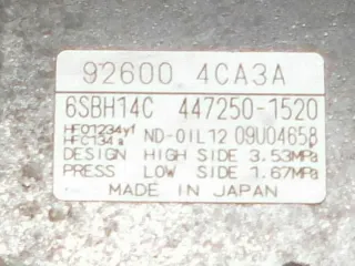 926004CA3A 447250-1520 6SBH14C Компрессор кондиционера Nissan X-Trail T32 Арт e9248340, вид 3