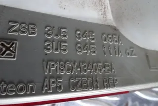 3U5945095A VPCCCX13405BA 3U5945095 Фонарь задний левый Skoda Superb 1 Арт e10236516, вид 4