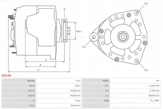A0144 Генератор Mercedes E W210 Арт AL14354474900, вид 6