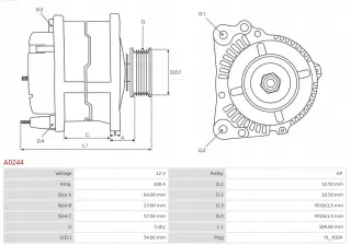 A0244 Генератор Alfa Romeo 159 Арт AL14355038844, вид 6