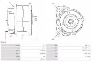 A3052 Генератор Renault Kangoo 2 Арт AL14355308148_4, вид 6