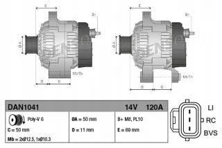 DAN1041 Генератор Ford Focus 3 Арт AL14527557743, вид 5