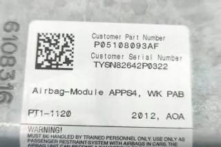 P05108093AF Подушка безопасности Jeep Grand Cherokee IV (WK2) Арт e12606276, вид 1