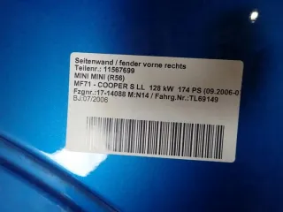 11567699 Крыло переднее правое MINI Cooper R56 Арт e11829429, вид 2