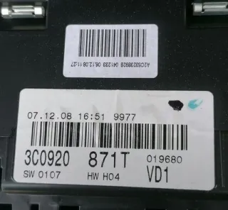 3C0920871T 3C0920871 Щиток приборов (приборная панель) Volkswagen Passat B6 Арт e11740817, вид 3