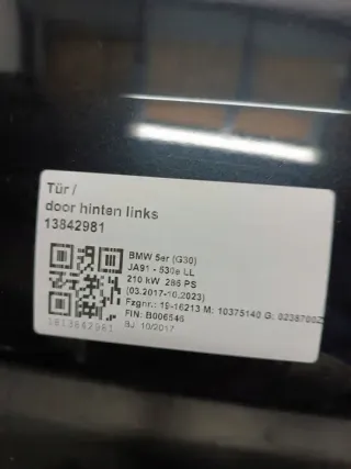 7408963 Дверь задняя левая BMW 5 G30/G31 Арт e11684528, вид 5