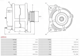 A0551S Генератор Audi A4 B8 Арт AL13894555435, вид 6