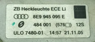 8E9945095E,184061L Фонарь задний левый Audi A4 B7 Арт 2085437, вид 4