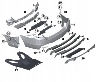 2010-2013 Бампер задний BMW 5 F10/F11/GT F07 Арт e12692268, вид 3