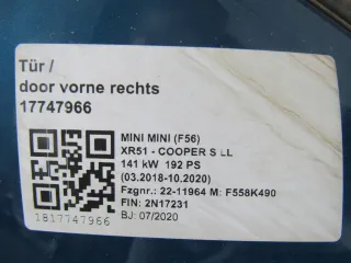 032018102020 Дверь передняя правая MINI Cooper R56 Арт AL17677720707, вид 5